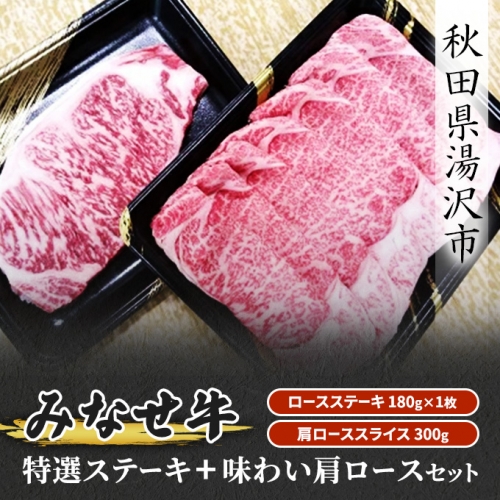 みなせ牛特選ステーキ＋味わい肩ロースセット[H1801]