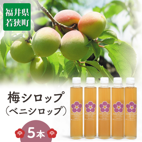 梅シロップ(ベニシロップ)5本 飲料 ドリンク 果実飲料 ジュース 飲料類  102177 - 福井県若狭町