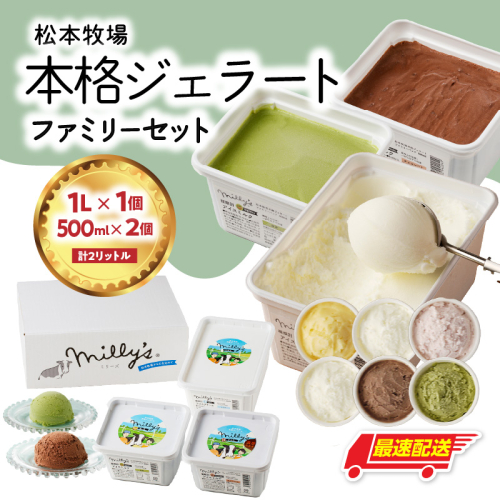 【お好みのフレーバー選べます！】松本牧場　本格ジェラートファミリーセット（1リットル×1個、500ml×2個　計2リットル） 100120 - 佐賀県玄海町