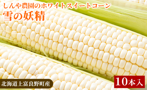 【北海道上富良野町産】しんや農園のホワイトスイートコーン「雪の妖精」10本 野菜 北海道産 とうもろこし 希少 甘みが強い 柔らかい 新鮮  1001592 - 北海道上富良野町