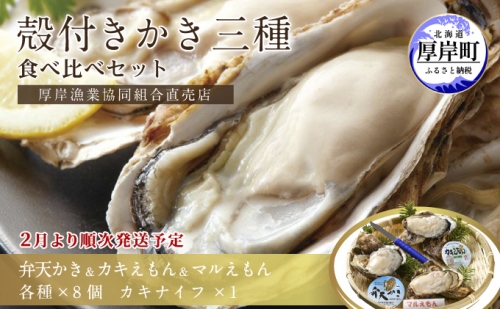 2025年2月発送 北海道 厚岸産 殻かき三種 食べ比べ セット 1001933 - 北海道厚岸町