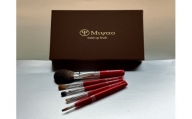 熊野化粧筆　メイクブラシ5点セット・レッドパール（灰リス１００％チークS）BR-11