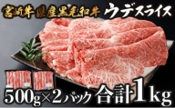 KU517 宮崎県産黒毛和牛ウデ焼きしゃぶ500g×2パック（合計1kg）