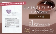 ウェリナ　ホエイ＆ソイプロテイン＋グルタミン　ココア味1kg(500g×2)