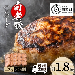 【ふるさと納税】【定期便 6カ月】 北海道産 白老豚 ハンバーグ 120ｇ×15個 セット 冷凍 洋食 おかず
