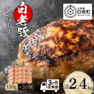 【定期便 3カ月】 北海道産 白老豚 ハンバーグ 120ｇ×20個 セット 冷凍 洋食 おかず