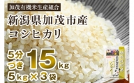 【令和5年産米】【5分づき】新潟県加茂市産 特別栽培米コシヒカリ 精米15kg（5kg×3） 従来品種コシヒカリ 加茂有機米生産組合