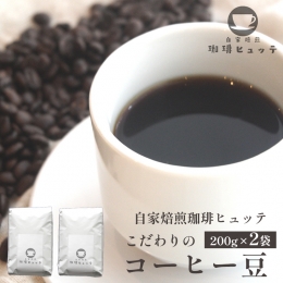 【ふるさと納税】自家焙煎 珈琲ヒュッテ こだわり コーヒー豆 200g × 2袋 セット