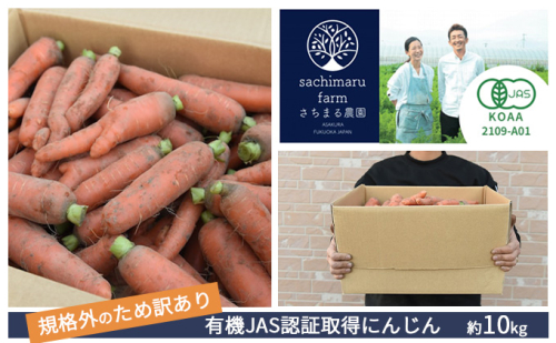 訳あり 規格外 にんじん 約10kg 有機JAS認証取得 栽培期間中農薬 除草剤 化学肥料不使用 1017327 - 福岡県朝倉市