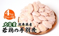 大容量 熊本県産 若鶏の手羽先 合計4kg（2kg×2袋）鶏肉