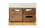 天然無垢材を使用したシンプルな杉ラフ材　木箱(3個セット)【1431935】