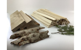 HOKKAIDO WOOD × HIROO SANTARAND WOODソロキャンプ用焚き火台にちょうど良い大きさの薪になります。着火用にトドマツの樹皮、小枝も付いており、簡単に火を付けることができま