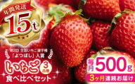 【先行予約】【全3回定期便】いちご 食べ比べセット 総計1.5kg ( 250g × 2P × 3回 ) 農園直送 産地直送 熊本県産 山都町産 イチゴ 苺 ストロベリー フルーツ 果物 【なかはた農園】[YBI013]