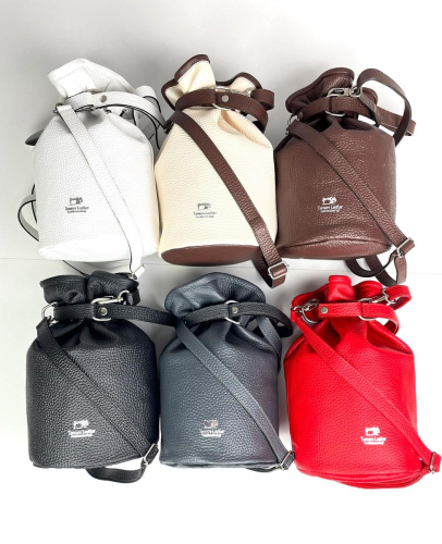 I-20　本革巾着ショルダーバッグ　オフホワイト／ブラウン 1024441 - 兵庫県たつの市