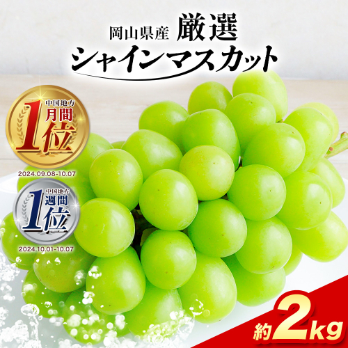 【2026年先行予約】厳選 訳あり シャインマスカット 約 2kg 3～4房 ≪2026年9月上旬-11月上旬頃に出荷≫岡山県 浅口市 シャインマスカット ぶどう フルーツ 果物 贈り物 ギフト 国産 岡山県産 送料無料 シャイン マスカット マスカットシャイン ブドウ 葡萄 1024711 - 岡山県浅口市