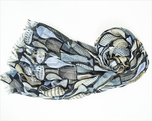 シルク×カシミアストール「ポテリー」グレー[スティグリンドベリ](男女兼用）天然素材ストール専門店muto FAA4032 102842 - 山梨県富士河口湖町