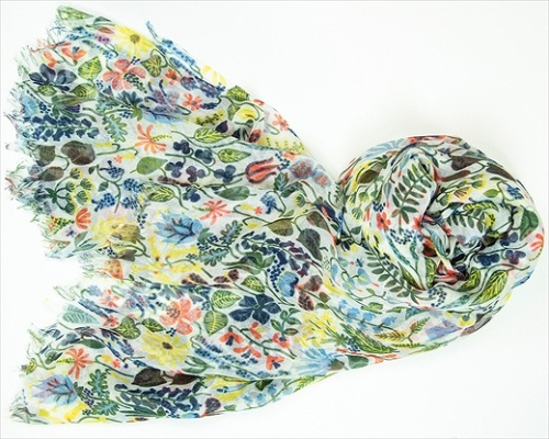 シルク×カシミアストール「ハーバリウム」ホワイト[スティグリンドベリ]（男女兼用）天然素材ストール専門店muto FAA4031 102852 - 山梨県富士河口湖町