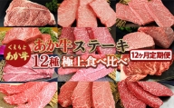FKP9-520 【12カ月定期便】あか牛ステーキ12種　極上食べ比べセット