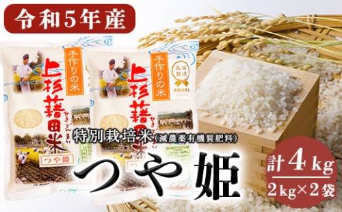 先行予約》【令和5年産 新米】 つや姫 4kg ( 2kg×2袋 ) 特別栽培米 減