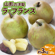 山形の洋梨ラフランス 優品 約3kg 16玉 (4個入×4パック)[11月発送] FZ23-655