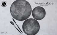 A70-136 有田焼 moon surface plate（L/M/S）３枚セット フラットプレート 強化磁器 月 シンプル シックな柄 おうちごはん まるふく