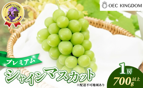 ぶどう 2026年 先行予約 プレミアム シャインマスカット 1房（700g以上） 大粒 大房 贈答クラス  ブドウ 葡萄  岡山県産 国産 フルーツ 果物 ギフト OEC KINGDOM ぶどう家 果物類  1040624 - 岡山県玉野市