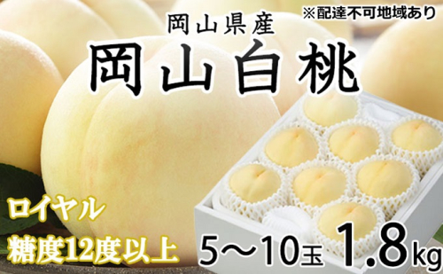 桃 2024年 先行予約 岡山 白桃 ロイヤル 5～10玉 約1.8kg JA おかやま のもも（早生種・中生種） もも モモ 岡山県産 国産 フルーツ 果物 ギフト 1040683 - 岡山県玉野市