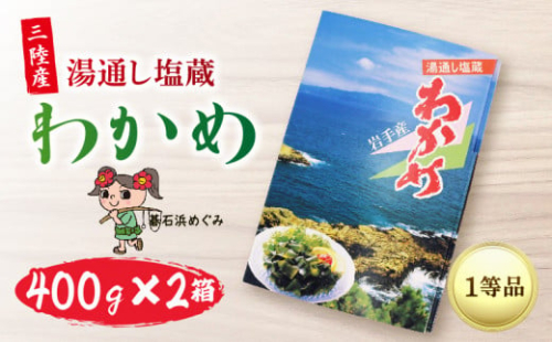 三陸わかめ 碁石浜めぐみセレクト 塩蔵わかめ 800g (400g×2箱) 国産
