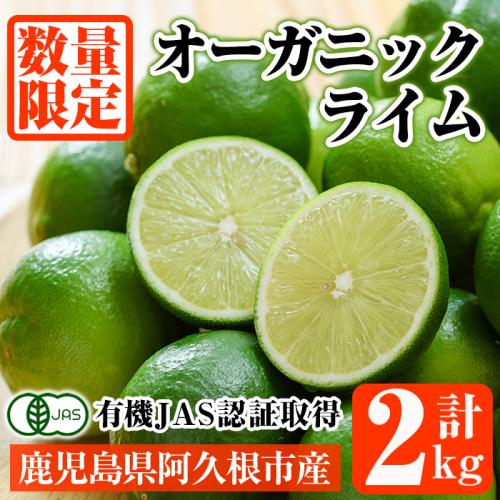 ＜先行予約受付中！2025年9月以降発送予定＞数量限定！有機JAS オーガニックライム(計2kg) 国産 果実 果物 フルーツ 柑橘 デザート 期間限定 有機栽培 健康志向【中村農場】akn084-06 1045014 - 鹿児島県阿久根市