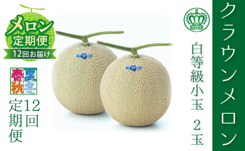 【メロン定期便】クラウンメロン(白等級) 小玉 2玉入【12か月連続】 果物類 メロン青肉 104777 - 静岡県森町