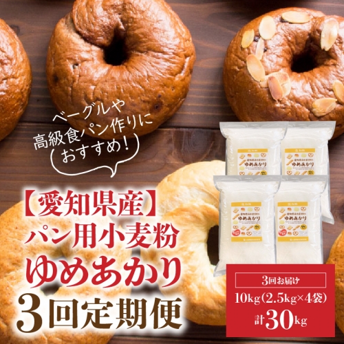 【小麦粉】愛知県産 ゆめあかり 国産 パン用 強力粉 2.5kg×4袋（計10kg） 定期便3回　H008-233