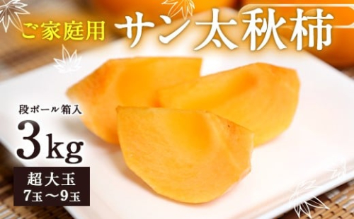 家庭用 サン太秋柿 ダンボール入り 超大玉 7～9玉 約3kg 【2025年10月下旬～12月上旬発送予定】 1054188 - 熊本県益城町