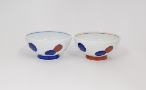深川製磁 有田焼 丸紋(赤・呉須）ペア中丼 A65-24 1057748 - 佐賀県有田町