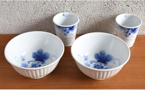 深川製磁 有田焼 ブルーワイナリー麺丼＆ゴブレットセット A70-135 1057773 - 佐賀県有田町