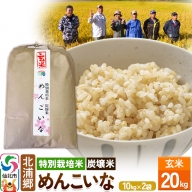 【特別栽培米 炭壌米 めんこいな】令和5年産 玄米 10kg 2袋