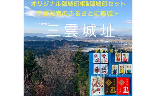 御城印帳セット（赤色1冊、濃茶色1冊、猿飛佐助アニメ版1冊、御城印4枚、お守り1つの計8点セット） 雑貨 日用品 文房具 古城めぐり  106198 - 滋賀県湖南市