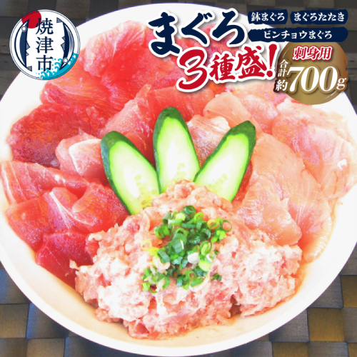 a10-599　カネト平田 刺身 用 まぐろ 3種盛約700g 106218 - 静岡県焼津市