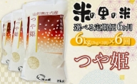 【令和6年産 先行予約】【6ヶ月定期便】 米の里の米 特別栽培米 つや姫 6kg（2kg×3袋）×6回　K-630