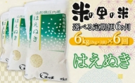 【令和6年産 先行予約】【6ヶ月定期便】 米の里の米 特別栽培米 はえぬき 6kg（2kg×3袋）×6回　K-630
