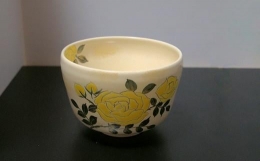【ふるさと納税】 京都 伝統 工芸品 京絵付け茶碗（黄色いばら）