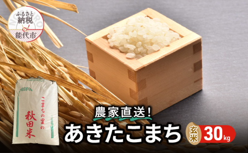 玄米 農家直送！うまい!! 本場のあきたこまち 30kg ご飯 ブランド米 おにぎり 令和7年産 産地直送 おこめ ごはん 秋田県 秋田 能代市 お米 銘柄米 お弁当 和食  1074794 - 秋田県能代市
