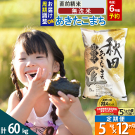 【無洗米】＜新米＞《定期便12ヶ月》秋田県産 あきたこまち 5kg (5kg×1袋) ×12回 令和5年産 発送時期が選べる 周期調整OK 隔月配送OK お米