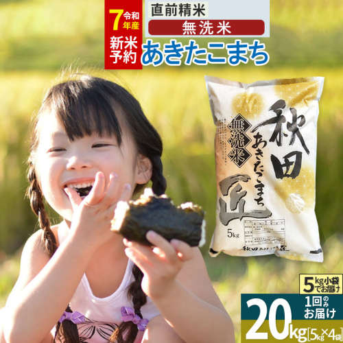 【無洗米】＜令和7年産＞秋田県産 あきたこまち 20kg (5kg×4袋) 20キロ お米 匠 1078389 - 秋田県仙北市