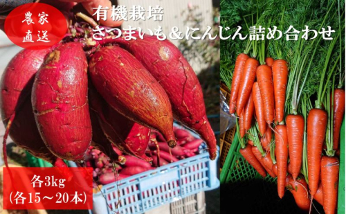 有機栽培 秋野菜 さつまいも 3kg(10本程度)＋にんじん3kg (12～15本) 計6kg 詰め合わせ 群馬県産 東吾妻有 機JAS 認証取得 サツマイモ 人参 詰合せ 1078722 - 群馬県東吾妻町