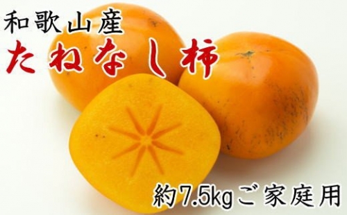 【秋の味覚】和歌山産のたねなし柿ご家庭用約7.5kgサイズ混合※2022年9月下旬から順次発送