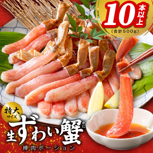 殻剥き不要 ズワイガニ 棒肉 ポーション 合計 500g（10本以上）特大サイズ 加熱用 G1842 1084022 - 大阪府泉佐野市