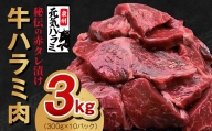 牛ハラミ肉 3kg（300g×10）秘伝の赤タレ漬け 訳あり サイズ不揃い 099H2275