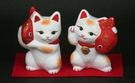 招き猫セット 土人形 人形 招き猫 セット 縁起物 記念品 インテリア 贈り物 【43】