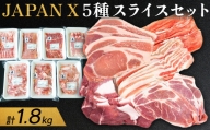 JAPAN X5種スライスセット1.8kg 【ロース・肩ロース・バラ・モモ・小間】【04156】