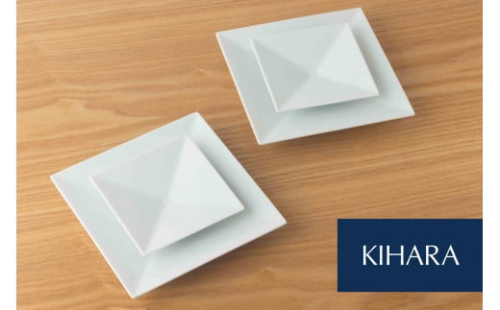【川上元美デザイン】 Rin 角皿 4枚セット【KIHARA】有田焼 食器 器 うつわ ペアセット 食器セット 皿 小皿 取皿 プレート サラダ カルパッチョ 白 シンプル 電子レンジ対応 キハラ A24-2 1086539 - 佐賀県有田町